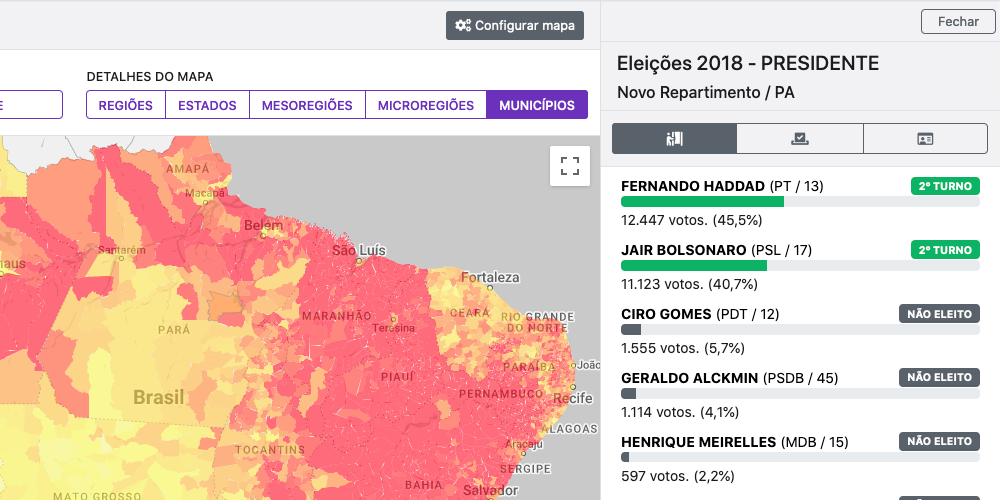 Screenshot ferramenta Mapa do votação