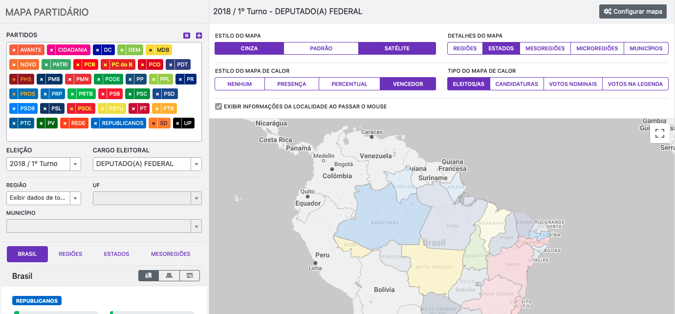 Screenshot ferramenta de Mapa Partidário