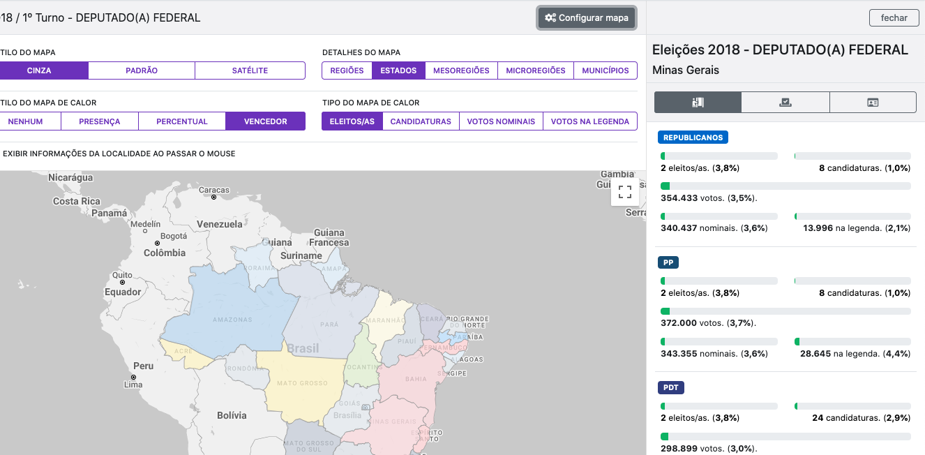 Screenshot ferramenta de Mapa Partidário